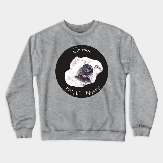 Pittie Napping Crewneck Sweatshirt by worksofheart